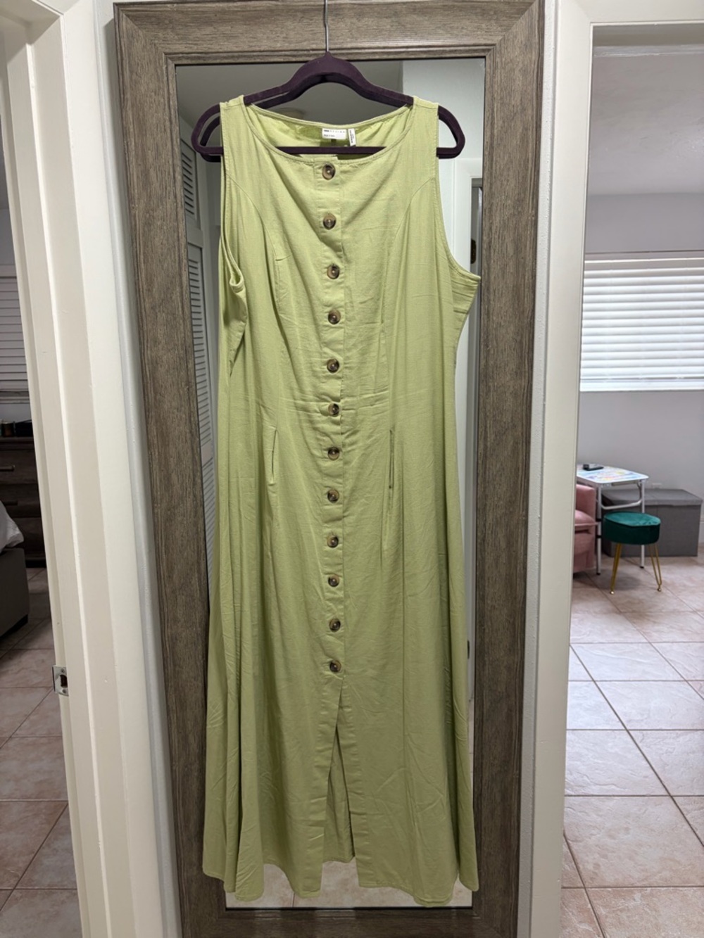 ASOS Curve Button Throw Maxi Dress in Green